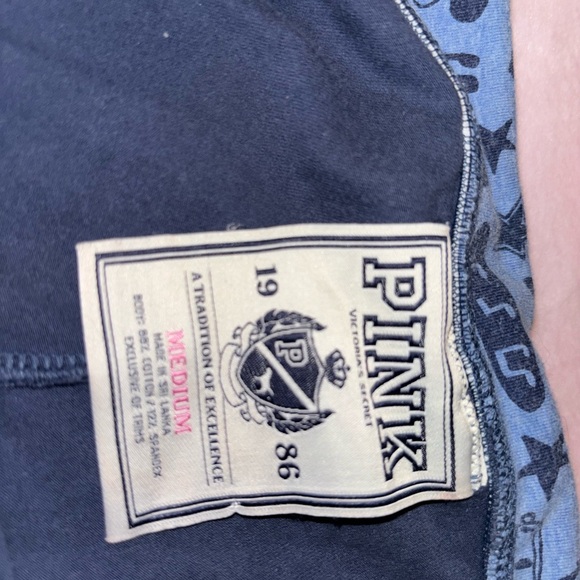 PINK Victoria's Secret Black Joggers with Blue Graphic Waistband - Picture 4 of 4